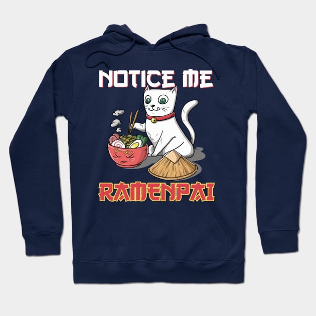 Cute Funny Kawaii Cat Ramen Kids Japanese Anime Gift Hoodie by Freid